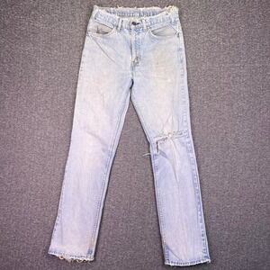 VTG 70s Levis 519 0217 Jeans 30x32 Light Wash Orange Tab Talon 42 Distressed USA